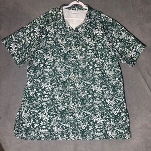 Columbia PFG Fishing Shirt Mens 4XT Green White Tropical Palm Fish